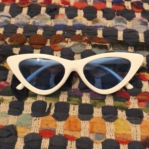 White with blue lenses cat eye sunglasses